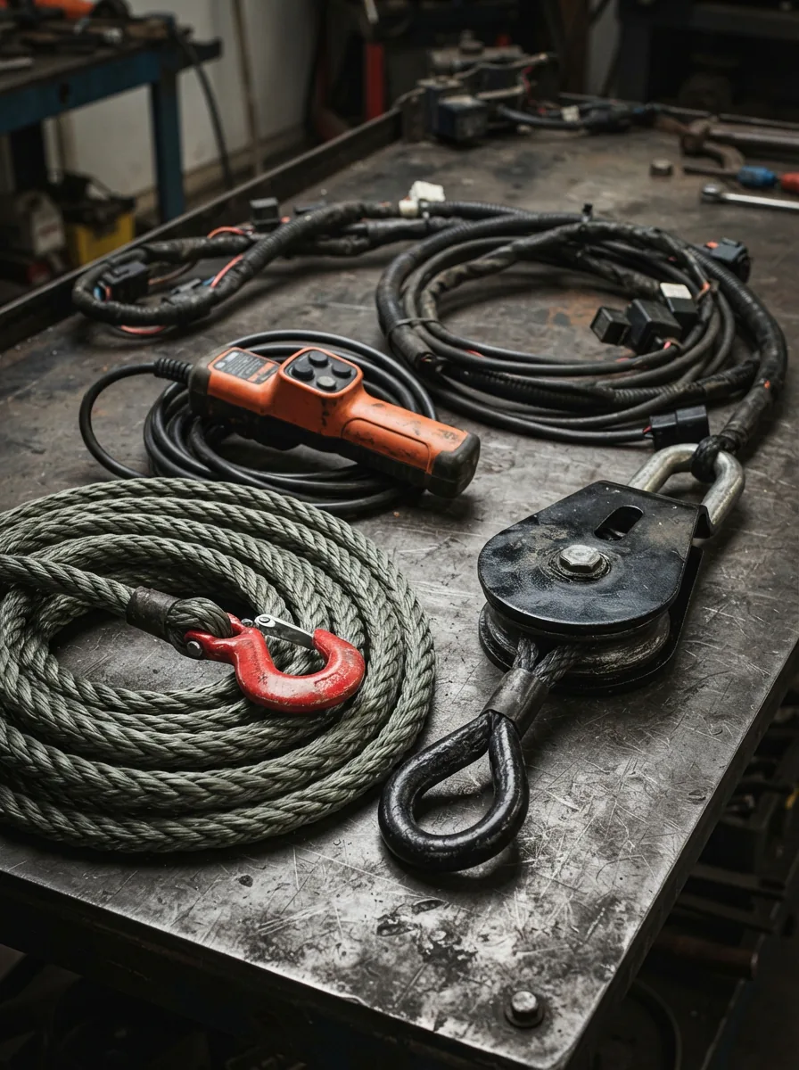 Collection of Badland winch parts and accessories
