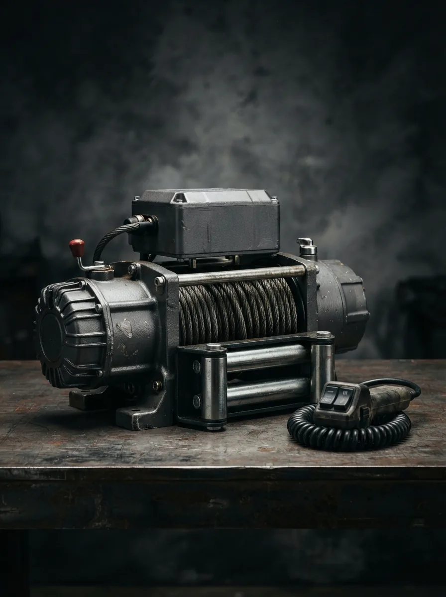 Badland 9000 lb. electric winch with remote switch, roller fairlead, and wire rope