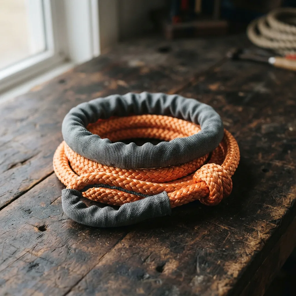 Synthetic soft shackle with a protective sleeve