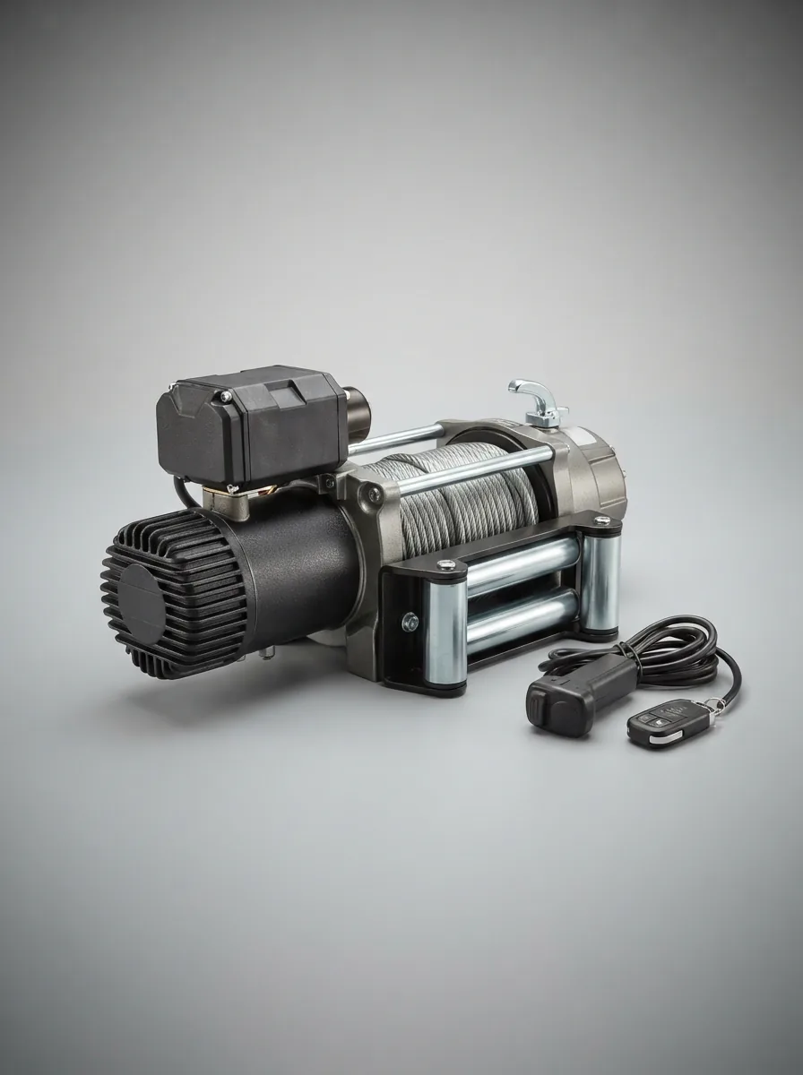 Badland 2500 lb. ATV Utility Winch with wire rope and wireless remote control kit.